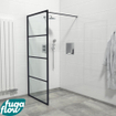 FugaFlow Efficiente Vetro inloopdouche badkamer - 90x200cm - lines frame buitenzijde - antikalk - mat zwart SW1123608