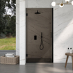 Fortifura Galeria Douchecabine - 100x120x200cm - scharnieren - deurgreep - vlak - rookglas - Geborsteld gunmetal PVD (Antraciet) SW1222172