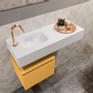 MONDIAZ ANDOR Toiletmeubel - 80x30x30cm - 1 kraangat - 1 lades - ocher mat - wasbak links - Solid surface - Wit SHOWROOMMODEL SHOW22110