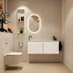 MONDIAZ TURE-DLUX 120cm toiletmeubel Talc. EDEN wastafel Ostra positie links. Met 1 kraangat. SW1104699