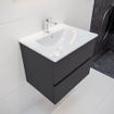 MONDIAZ VICA Badkamermeubelset - 60cm - 2 lades - wasbak Denia midden - 1 kraangat - solid surface darkgrey SW409834