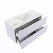 MONDIAZ VICA-DLUX Badkamermeubelset - 100cm - onderkast cale- 2 lades - inbouw wastafel cloud midden - 1 kraangat - 60cm hoge versie - frape SW1088997