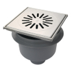 Aquaberg kunststof put/opzetstuk met onderaansluiting 75mm RVS rooster verstelbaar 20x20cm met PPC emmer reukslot 60mm 2300050