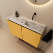 MONDIAZ TURE-DLUX 80cm toiletmeubel Ocher. EDEN wastafel Glace positie rechts. Zonder kraangat. SW1103411