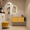 MONDIAZ TURE-DLUX 120cm toiletmeubel Ocher. EDEN wastafel Glace positie links. Met 1 kraangat. SW1103413