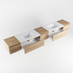 MONDIAZ BUKLA 280cm badmeubel met module 40 kleur Washed Oak met 5 lades. Wastafel CLOUD dubbel 0 kraangaten kleur Talc. SW1382311