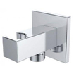 Wiesbaden Wandaansluitbocht met handdouchehouder vierkant 1/2" chroom SW21235
