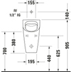 Duravit ME by Starck urinoir spoelrandloos met boveninlaat zonder vlieg incl. bev. afvoer horizontaal/verticaal wit SW84212