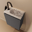 MONDIAZ TURE-DLUX 40cm toiletmeubel Dark Grey. EDEN wastafel Glace positie rechts. Met 1 kraangat. SW1103220