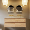 MONDIAZ VICA-DLUX Badkamermeubelset - 120cm - onderkast washed oak - 4 lades - inbouw wastafel cloud dubbel - zonder kraangaten - 60cm hoge versie - opalo SW1088440