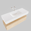 MONDIAZ ALAN 120cm - onderkast - washed oak - 1 lade - vrijhangende wastafel - wasbak midden - 0 kraangaten - talc SW408568