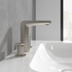 Villeroy & Boch Antao Driegats wastafelkraan - met Push-Open afvoergarnituur - Matt Brushed Nickel (RVS) SW974182