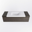 Mondiaz BUKLA Badkamermeubelset - 120x45x34cm - 0 kraangaten - wasbak midden - solid surface - Talc - greeploos - 1 lade - Melamine - Dark brown SW704858