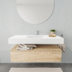 MONDIAZ ALAN 120cm - onderkast - washed oak - 1 lade - vrijhangende wastafel - wasbak midden - 1 kraangat - talc SW408582