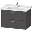 Duravit XBase Wastafelonderkast 80x46.8x56cm Standaard greep met softclose spaanplaat Grafiet Mat SW444471