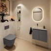 MONDIAZ TURE-DLUX 60cm toiletmeubel Dark Grey. EDEN wastafel Opalo positie links. Zonder kraangat. SW1104333