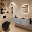 MONDIAZ TURE-DLUX 120cm toiletmeubel Plata. EDEN wastafel Frappe positie rechts. Zonder kraangat. SW1102929