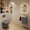 MONDIAZ TURE-DLUX 40cm toiletmeubel Dark Grey. EDEN wastafel Opalo positie midden. Zonder kraangat. SW1104238