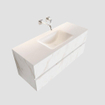 MONDIAZ VICA Badkamermeubelset - 120cm - 2 lades - wasbak Cloud midden - 0 kraangaten - solid surface carrara marmer SW410335