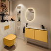 MONDIAZ TURE-DLUX 100cm toiletmeubel Ocher. EDEN wastafel Ostra positie links. Met 1 kraangat. SW1104938