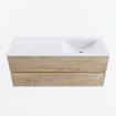 MONDIAZ VICA 120cm badmeubel onderkast Washed Oak 2 lades. Wastafel CLOUD rechts zonder kraangat, kleur Talc. SW1381907
