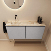 MONDIAZ TURE-DLUX 100cm toiletmeubel Plata. EDEN wastafel Frappe positie links. Zonder kraangat. SW1102972