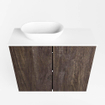 Mondiaz Fowy Toiletmeubel - 60x50x23cm - dark brown mat - 1 kraangat - wasbak links - 2 deuren - solid surface - blad Melamine - wasbak: wit SW761380
