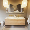 MONDIAZ VICA-DLUX Badkamermeubelset - 150cm - onderkast washed oak - 2 lades - inbouw wastafel cloud dubbel - zonder kraangaten - 60cm hoge versie - opalo SW1088417