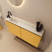 MONDIAZ TURE-DLUX 100cm toiletmeubel Ocher. EDEN wastafel Ostra positie links. Met 1 kraangat. SW1104938
