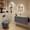 MONDIAZ TURE-DLUX 100cm toiletmeubel Dark Grey. EDEN wastafel Opalo positie midden. Zonder kraangat. SW1104270