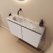 MONDIAZ TURE-DLUX 80cm toiletmeubel Linen. EDEN wastafel Glace positie links. Zonder kraangat. SW1105227
