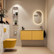 MONDIAZ TURE-DLUX 120cm toiletmeubel Ocher. EDEN wastafel Glace positie rechts. Met 1 kraangat. SW1103420