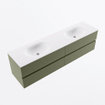 Mondiaz VICA Badkamermeubelset - 180cm - army - 4 lades - Wastafel MOON - dubbel zonder kraangat - kleur talc - XL versie 60cm hoog SW1189303