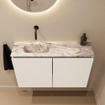 MONDIAZ TURE-DLUX 80cm toiletmeubel Talc. EDEN wastafel Glace positie links. Zonder kraangat. SW1103103
