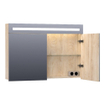 BRAUER Promise spiegelkast - 100x70x15cm -- met directe verlichting - 2 enkelzijdige spiegeldeuren - Forest Wheat SW371638
