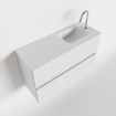 MONDIAZ ADA Toiletmeubel - 80x30x50cm - 1 kraangat - 2 lades - talc mat - wasbak rechts - Solid surface - Wit SW472512