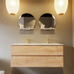 MONDIAZ VICA-DLUX Badkamermeubelset - 120cm - onderkast washed oak - 2 lades - inbouw wastafel cloud dubbel - 2 kraangaten - 60cm hoge versie - opalo SW1088452