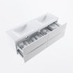MONDIAZ VICA 150cm badmeubel onderkast Talc 4 lades. Wastafel CLOUD dubbel zonder kraangat, kleur Talc. SW1381825