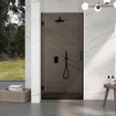 Fortifura Galeria Douchecabine - 100x120x200cm - scharnieren - deurgreep - vlak - rookglas - Geborsteld gunmetal PVD (Antraciet) SW1222172