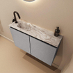 MONDIAZ TURE-DLUX 80cm toiletmeubel Plata. EDEN wastafel Glace positie links. Met 1 kraangat. SW1103469