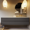 MONDIAZ VICA-DLUX Badkamermeubelset - 200cm - onderkast dark grey - 4 lades - inbouw wastafel cloud rechts - zonder kraangaten - 60cm hoge versie - frape SW1088859