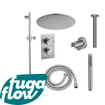 FugaFlow Eccelente Sobrado Badkamer Inbouw Regendoucheset - thermostatisch - plafondarm -glijstang - 25cm hoofddouche - staaf handdouche - geborsteld RVS PVD SW1124054