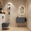 MONDIAZ TURE-DLUX 80cm toiletmeubel Dark Grey. EDEN wastafel Glace positie rechts. Zonder kraangat. SW1103248