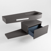 MONDIAZ RIVA Badkamermeubelset - 120x50x30cm - 1 lade - MDF darkgrey mat - push to open - 0 kraangaten - wasbak rechts - solid surface darkgrey SW702698