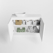 Mondiaz Fowy Toiletmeubel - 40x50x23cm - urban mat - 1 kraangat - wasbak links - 1 deur - solid surface - blad MDF - wasbak: Wit / Zwart SW760831