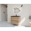 HR badmeubelen Infinity XXL 3D Badkamermeubelset - 80 cm - 1 keramische wasbak djazz mat zwart - 1 kraangat - 2 lades - french oak SW863460
