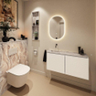 MONDIAZ TURE-DLUX 100cm toiletmeubel Talc. EDEN wastafel Glace positie links. Zonder kraangat. SW1103099
