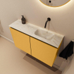 MONDIAZ TURE-DLUX 80cm toiletmeubel Ocher. EDEN wastafel Ostra positie rechts. Zonder kraangat. SW1104948