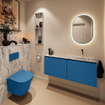 MONDIAZ TURE-DLUX 120cm toiletmeubel Jeans. EDEN wastafel Glace positie rechts. Zonder kraangat. SW1103334
