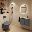 MONDIAZ TURE-DLUX 60cm toiletmeubel Dark Grey. EDEN wastafel Ostra positie links. Met 1 kraangat. SW1104790